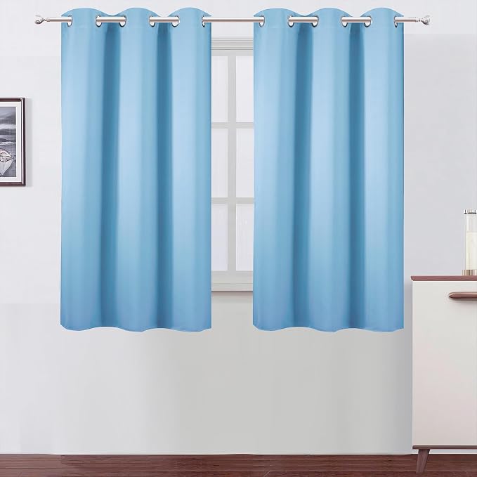 LEMOMO Sky Blue Blackout Curtains 42 x 54 Inch Length Set of 2 Panels Grommet by Lemomo