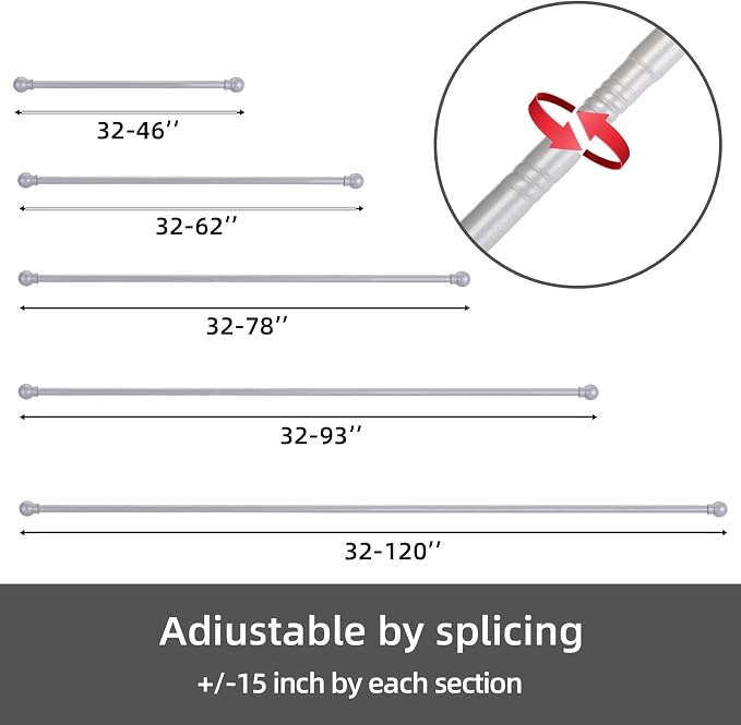 GXOACKJ Curtain Rods for windows 32-62 inch, 5/8 inch Decorative Silver - Image 5