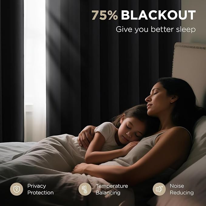 Joydeco Blackout Curtains for Bedroom 120 Inch Long 2 Panels, Room Darkening - Image 4