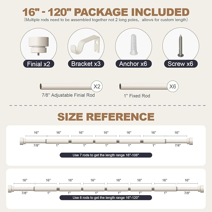 Lootkell Modern White Curtain Rods - Image 9