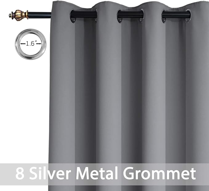 Yakamok Room Darkening Gray Blackout Curtains 84 Inch Long Light Blocking - Image 5