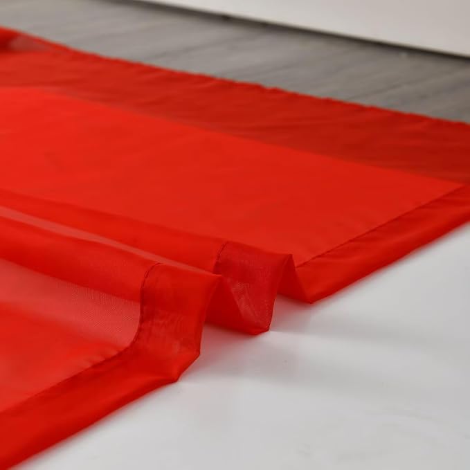 SpaceDresser Basic Rod Pocket Sheer Voile Window Curtain Panels Red 1 Pair 2 - Image 6