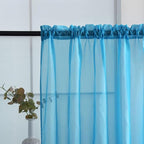 SpaceDresser Basic Rod Pocket Sheer Voile Window Curtain Panels Cyan Blue 1 - Image 8