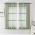 Lecloud Sage Green Sheer Curtains 63 Inch Length 2 Pcs, Dual Rod Pockets Light by Lecloud
