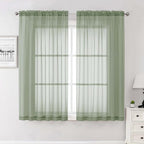 Lecloud Sage Green Sheer Curtains 63 Inch Length 2 Pcs, Dual Rod Pockets Light by Lecloud