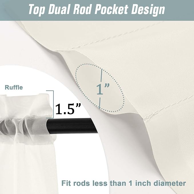 Ivory Sheer Curtains for Window 72 inches Long 2 Panels Set, Soft Airy Modern - Image 3