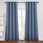 NICETOWN Stone Blue Curtains 96 inches Long, Grommet Thermal Insulated Blackout by NICETOWN
