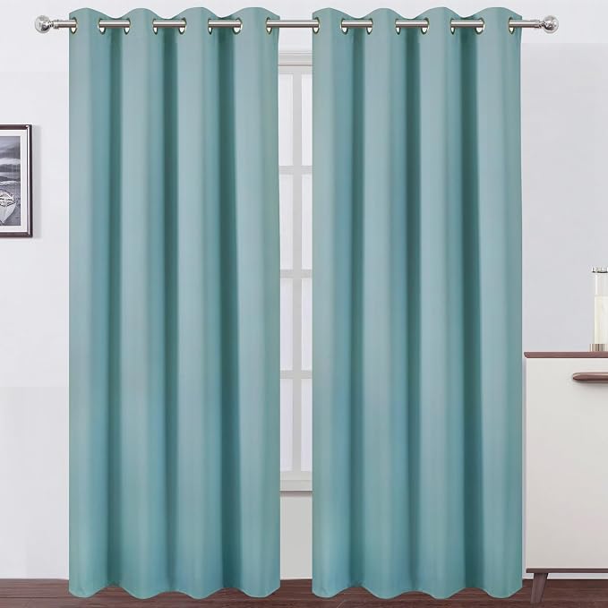 LEMOMO Stone Blue Thermal Blackout Curtains/52 x 95 Inch/Set of 2 Panels Room by Lemomo