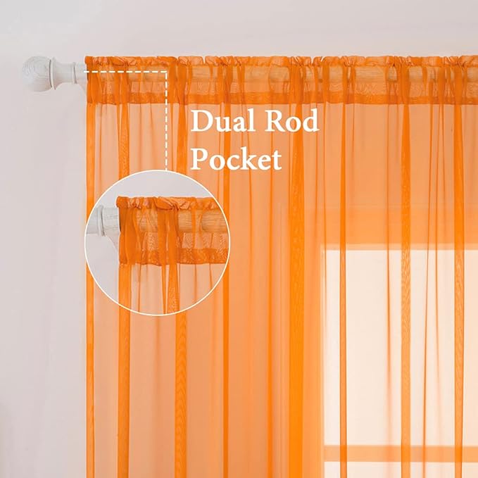 MIULEE 2 Panels Solid Color Sheer Window Curtains Elegant Window Voile - Image 2