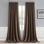 MIULEE Chocolate Brown Back Tab Blackout Curtains 108 Inch Long 2 Panels Set - Image 9