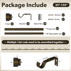 IFELS Heavy Duty Curtain Rods for Windows 72 to 144 Inch, 1 Inch Bronze Window - Image 7