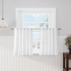 Nanspring White Curtains for Kitchen Linen Semi Sheer Light Filtering Curtains by Nanspring
