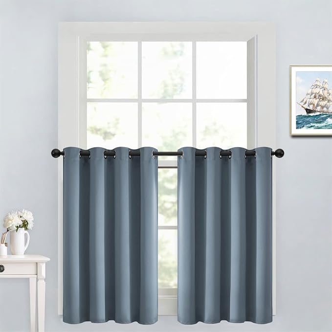 Yakamok Soild Small Window Curtains, Grommet Thermal Insulated Privacy Curtains by Yakamok