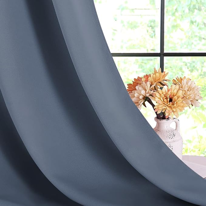 NICETOWN Stone Blue Thermal Insulated Curtains Blackout Draperies, 34 by 40 - Image 6