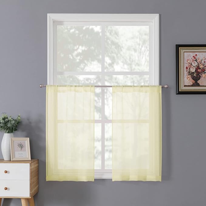Tollpiz Sheer Tier Curtains Kitchen Linen Textured Half Curtain Sheers Light by Tollpiz