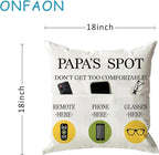 ONFAON Papa Gifts Throw Pillow Case, Papa's Spot Throw Pillow Covers 18 x 18 - Image 3