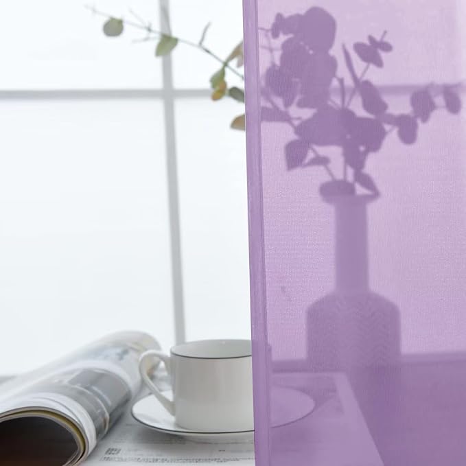 SpaceDresser Lavender Sheer Curtains 4 Panels Rod Pocket Semi-Sheer Curtain 54 - Image 5