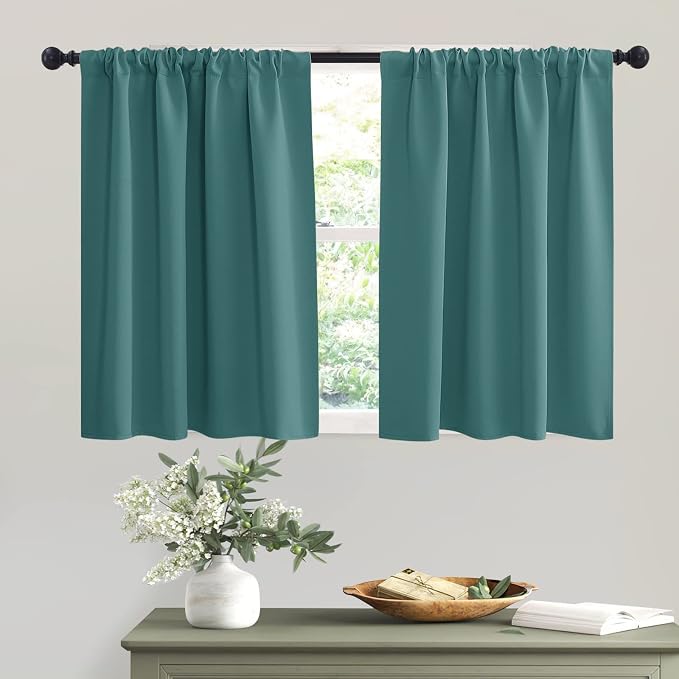 RYB HOME Short Teal Blackout Curtains by RYBHOME