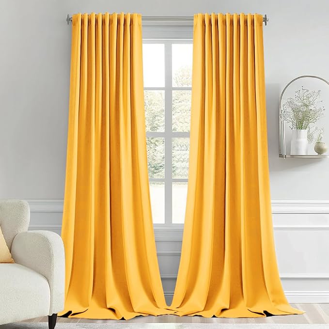MIULEE Yellow Back Tab Blackout Curtains 102 Inch Long 2 Panels Set by MIULEE