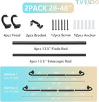 TVWOO 2 Pack Wrap Around Curtain Rods, 28 to 48 Inch, 5/8 Inch Adjustable - Image 8