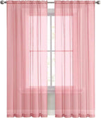 SpaceDresser Sheer Voile Window Treatment Rod Pocket Curtain Panels - Image 3
