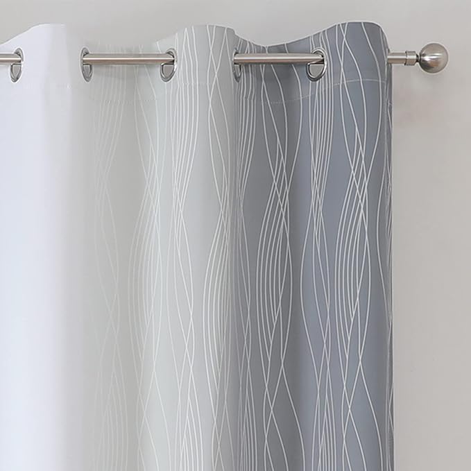 Estelar Textiler Grey and Greyish White Blackout Curtains 54 Inch Length - Image 4