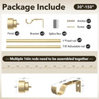 IFELS Heavy Duty Curtain Rods for Windows 72 to 144 Inch, 1 Inch Adjustable - Image 7