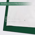 Yakamok 100% Blackout Curtains Dark Green Room Darkening Thermal Insulated - Image 4