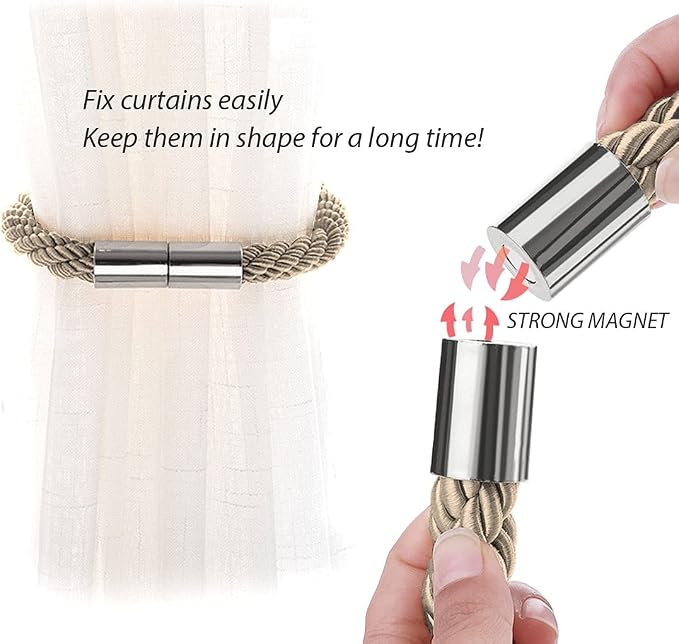 NICEEC 6 Pack Strong Magnetic Curtain Tiebacks Modern Simple Style Drape Tie - Image 4