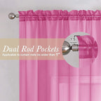 Lecloud Hot Pink Sheer Curtains 78 Inches Long 2 Panels, Rod Pockets Solid - Image 5