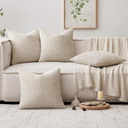MIULEE Pack of 4 Couch Throw Pillow Covers 20x20 Inch Cream Soft Decorative - Image 5