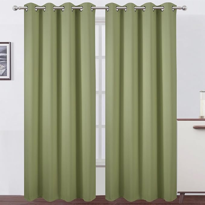 LEMOMO Blackout Curtains 66 x 84 inch/Sage Green Curtains Set of 2 by Lemomo
