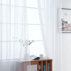 SpaceDresser Sheer White Curtains 4 Panels Rod Pocket Semi-Sheer Curtain 90 - Image 4