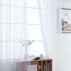 SpaceDresser Sheer White Curtains 4 Panels Rod Pocket Semi-Sheer Curtain 72 - Image 4