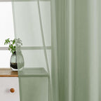 Sage Green Small Sheer Curtains 2 Panels Set, Kitchen Curtains 36 Inch Length - Image 4
