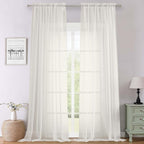 Lecloud Ivory Sheer Curtains 108 Inches Long 2 Panels, Solid Airy Voile Extra by Lecloud