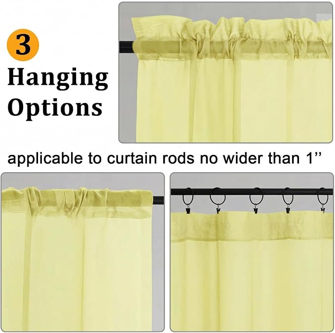 Gwine Short Kitchen Sheer Curtains 36 Inch Length - Image 2