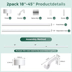 VOIIY 2 Pack Curtain Rods for Windows 18 to 42 Inch, Modern Adjustable Heavy - Image 8