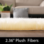 Latepis Yellow Rug for Bedroom Circle Faux Sheepskin Fur Round Rugs 5ft Furry - Image 3