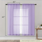 Sheer Lavender Curtains for Bedroom Living Room 63 Inch Length 2 Panels - Image 2