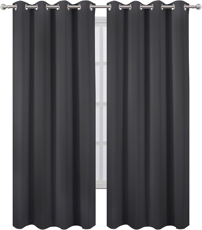 LEMOMO Blackout Curtains 52 x 108 inch/Dark Grey Curtains Set of 2 - Image 2