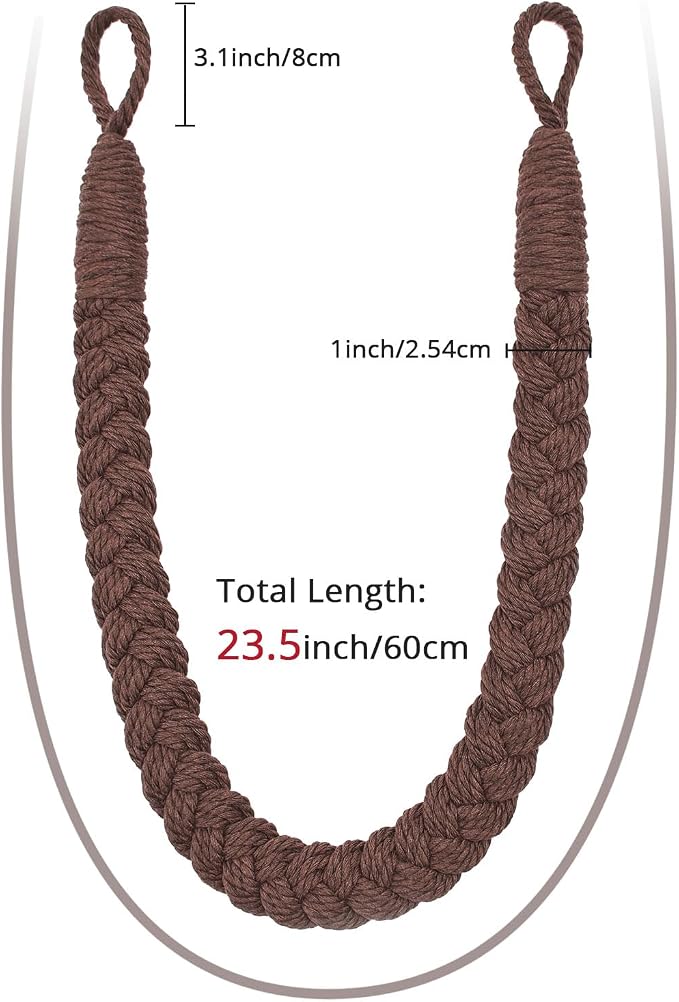 NICEEC 2 Pack Natural Cotton Rope Curtain Tiebacks Elegant Boho Style - Image 3