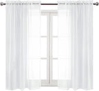 DWCN White Sheer Curtains Semi Transparent Voile Rod Pocket Curtains - Image 9