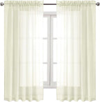 DWCN Ivory Sheer Curtains Semi Transparent Voile Rod Pocket Curtains - Image 9