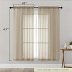 Sheer Taupe Curtains for Bedroom Living Room 63 Inch Length 2 Panels, Airy Soft - Image 2