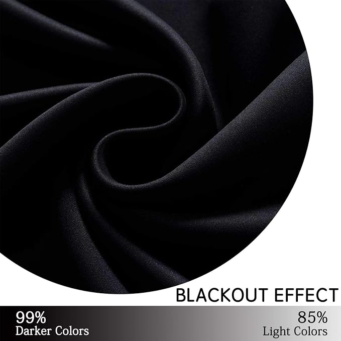 Yakamok Black Room Darkening Grommet Window Drapes Blackout Curtains Thermal - Image 6