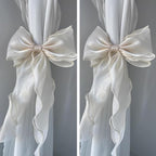 2 Pack French Silky Bow Curtain Tiebacks, Elegant Lace Ribbon - Image 4