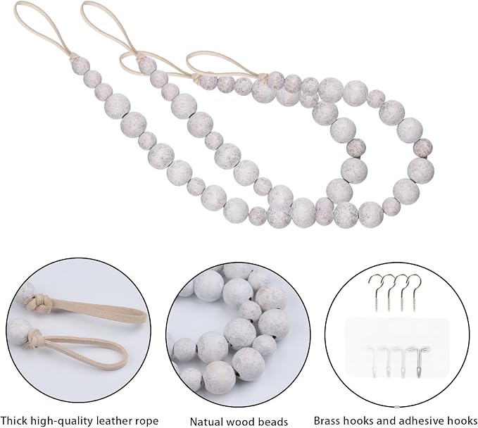 OCIOLI 4 Pieces of Boho Curtain Tiebacks Curtain Holdbacks Curtain Hooks - Image 4