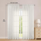 OWENIE Sheer Curtains 84 Inches Long 2 Panels Set, Ivory Sheer Curtain - Image 2