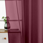 Burgundy Small Sheer Curtains 2 Panels Set, Kitchen Curtains 36 Inch Length - Image 4